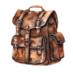 Vintage Hiking Backpacks Watercolor Set – Rustic Travel Bags, Adventure Gear and Camping Illustration Collection