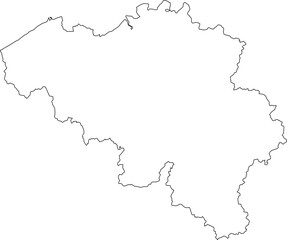 Highly precise detailed vector outline map of the Kingdom of Belgium, isolated with no internal divisions, ideal for cartography, design, and visualization projects.

