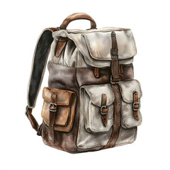 Vintage Hiking Backpacks Watercolor Set – Rustic Travel Bags, Adventure Gear and Camping Illustration Collection