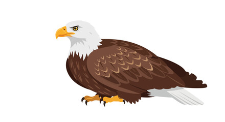 Obraz premium Majestic bald eagle vector illustration on a clean white canvas emphasizing power and freedom embodying national pride with sharp focus