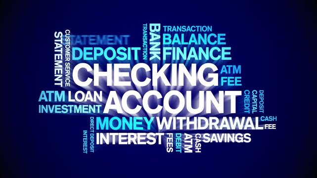 Checking Account animated word cloud-text design animation tag kinetic typography seamless loop.