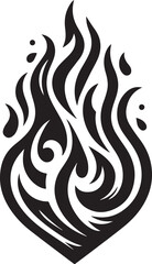 Black and White Tribal Flame Illustration Suitable for Various Design Purposes and Symbols