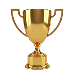 Golden trophy cup isolated on transparent background