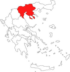 Detailed vector map of Greece highlighting Central Macedonia, the northern region containing Thessaloniki, the nation's second-largest city and major port.

