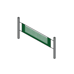 Fototapeta premium A simple illustration of a green volleyball net supported by two grey poles, perfect for sports and recreation themes.