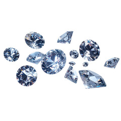 Set of Floating Faceted Diamonds Mid-Air, isolated on a transparent background&rdquo;