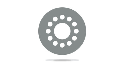 Fototapeta premium Contemporary depiction of a gray disc with circular perforations, symbolizing connectivity and data flow, set against a pristine white backdrop