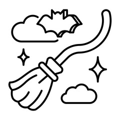 This Witch Broom icon is suitable for Halloween, etc.