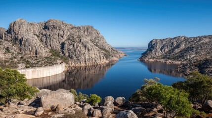Stunning mountain landscape lake nature photography serene environment wide angle view outdoor beauty