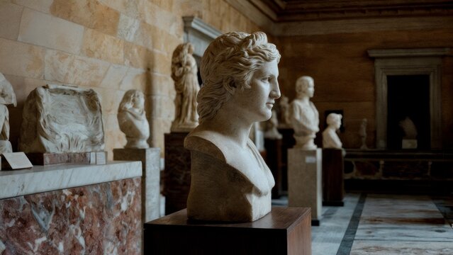 A group of statues in a museum