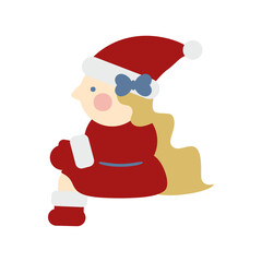 座っているかわいい女の子のサンタクロース