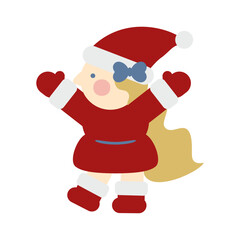 万歳するかわいい女の子のサンタクロース