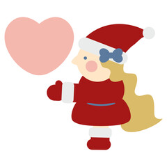 ハートを贈るかわいい女の子のサンタクロース