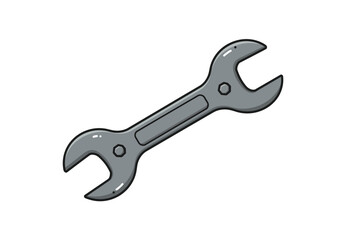 Detailed illustration of a metallic wrench tool for mechanical repairs and construction.