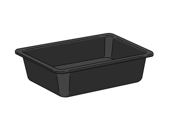 A simple black rectangular plastic container with a wide rim.