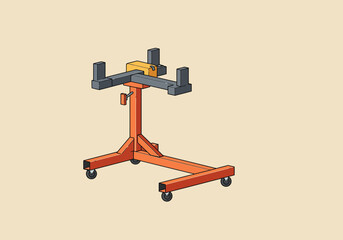 Heavy duty engine stand for automotive repair and maintenance.
