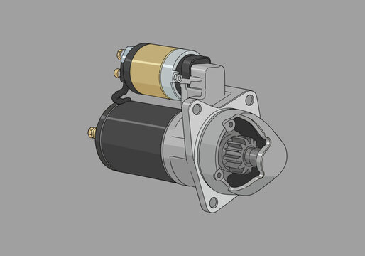 Automotive Starter Motor Component for Engine Ignition System.