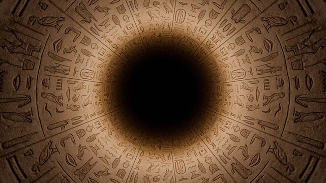 Ancient Egyptian Mystic Tunnel With Hieroglyphs In a Loop