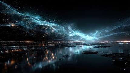 beautiful abstract wave technology background with blue light digital effect corporate concept