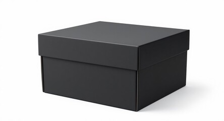Naklejka premium Black Gift Box Isolated on White Background.
