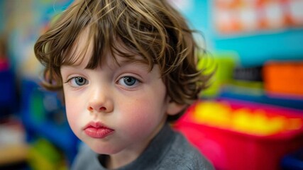 Young boy with autism concept of  education support and early learning environment for special needs students - Powered by Adobe