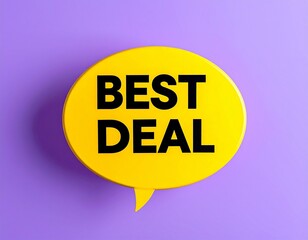 Vibrant Yellow 'BEST DEAL' Bubble speech Button on a Purple Background for Sales and Promotions