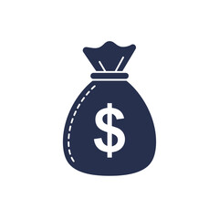 Money bag icon with dollar symbol representing wealth and financial gain silhouette Flat design vector illustration isolated on a white background