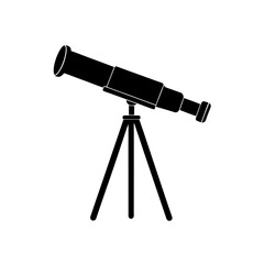 Illustration of a black telescope on transparent background silhouette