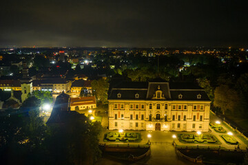 Pszczyna Castle in night illumination
