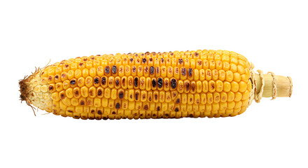 Roasted Corn Cob with Visible Grill Marks on a Black Background