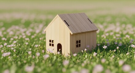 Eco-Friendly Living: Miniature House in a Lush Flower Field Promotes Sustainable Home Ownership and Investment Growth