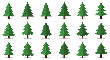 Collection of stylized green Christmas trees