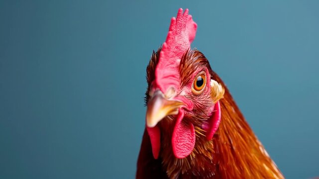 Close-up of a chicken's head and neck