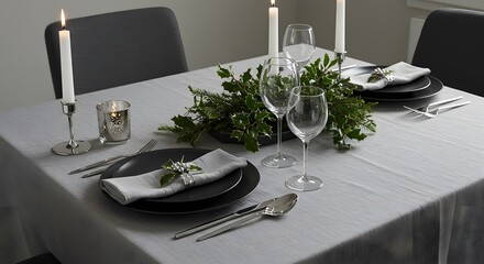 A Sophisticated and Minimalist Monochrome New Year's Dinner Table
