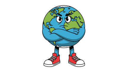 Obraz premium Angry Earth Cartoon Character Illustration for Environmental Awareness Campaigns