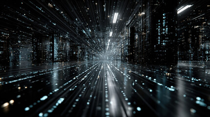Blue digital binary data on computer screen background