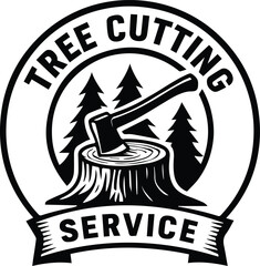 Tree Cutting Service Logo | Lumberjack Tree Removal Business Logo Design