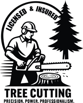 Tree Cutting Service Logo | Lumberjack Tree Removal Business Logo
