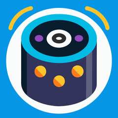 An isometric speaker icon with sound wave rings