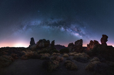 Milkyway arch and Los Roques in the Teide Nationalpark on Tenerife island, Spain. Panorama stitched together in post. © Christoph