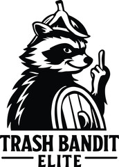 Trash Bandit | Funny Raccoon Middle Finger Clipart | Rebel Animal | Sarcastic Cartoon Design