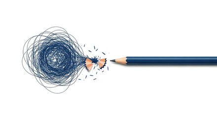 Creative solution concept showing a pencil simplifying complexity offering clarity and focus for achieving business goals