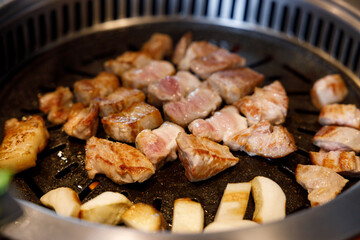 Korean traditional style grill BBQ pork.