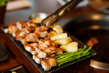 Korean traditional style grill BBQ pork.