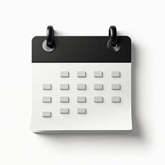 Minimalist black and white calendar icon. Simple graphic element for planning business meetings events deadlines reminders and scheduling important dates.