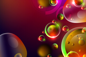 Colorful Abstract Bubbles and Shapes on Dark Background an Artistic Display of Light and Shadow in a Modern Design