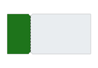 Green and White Ticket Template Mockup with Tear Line, Detachable Stub, and Transparent PNG Background