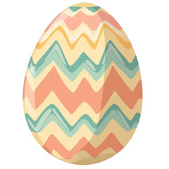 AI Image A whimsically decorated Easter egg adorned with pastel chevron patterns against a dark