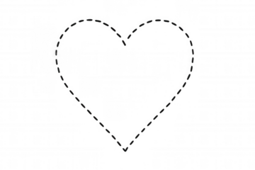 Heart shape created with dashed line outline, symbolizing love, romance, and cutting paths, isolated on transparent background