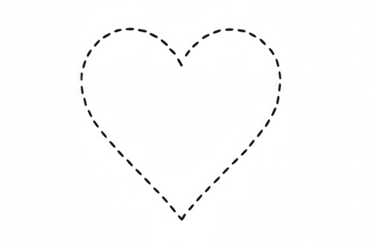 Heart shape created with dashed line outline, symbolizing love, romance, and cutting paths, isolated on transparent background - Powered by Adobe